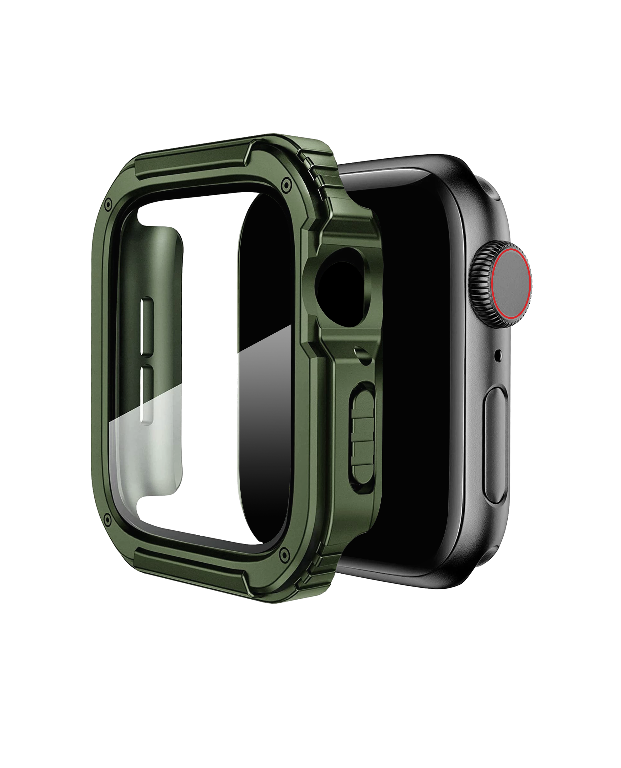 Army Green Athletic Fit Apple Watch Series Case with Screen Protector 44mm Black 45 mm by DailyObjects