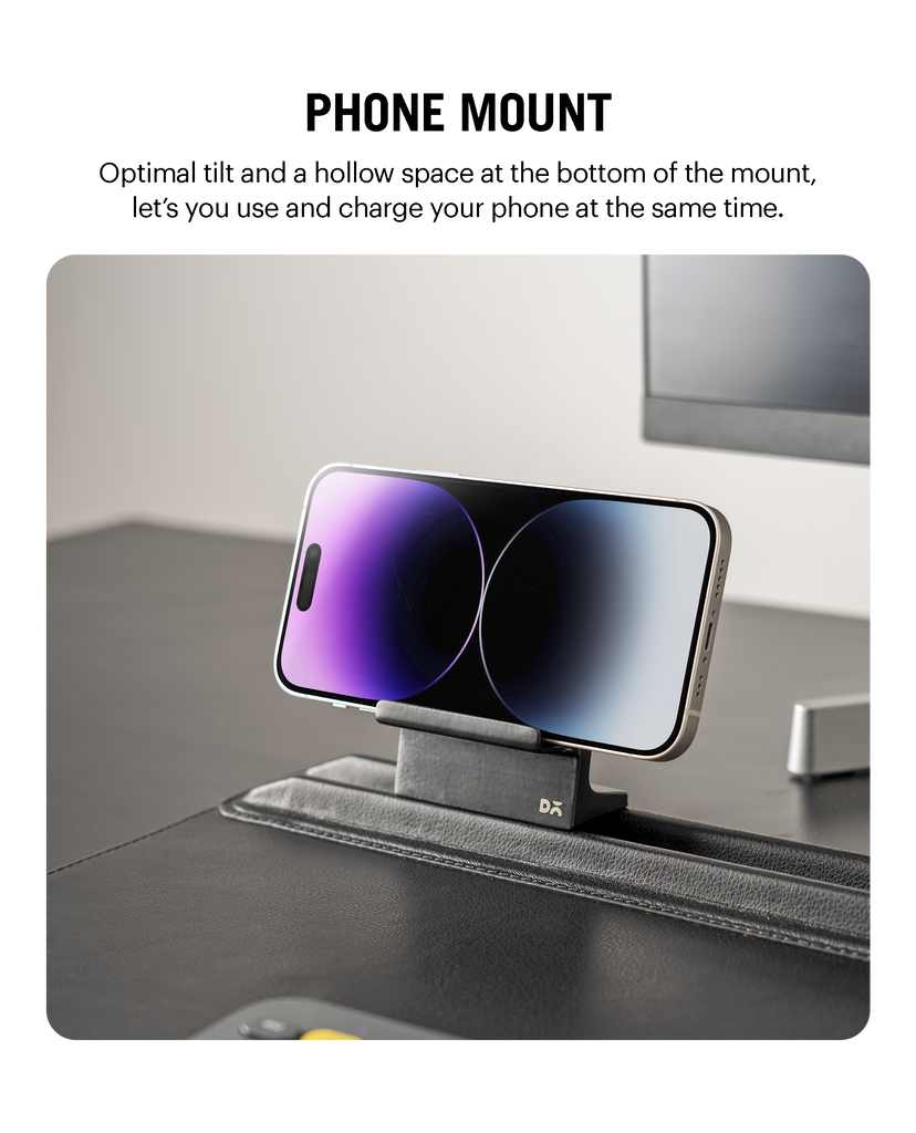 Snap On Organiser Desk Mat with Cable Holder + Phone Mount + Apple Watch Charging Stand