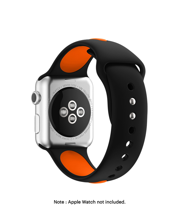 Black-Orange Two Tone Silicone Apple WatchBand (38/40/41mm)