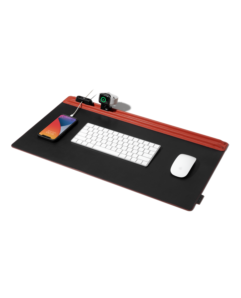 Snap On Organiser Desk Mat with Cable Holder + Phone Mount + Apple Watch Charging Stand