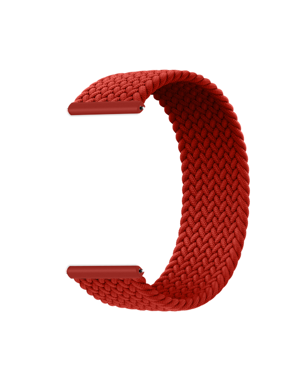 Red Braided Solo Loop WatchBand for Samsung/OnePlus/Fitbit Smartwatches (20mm)