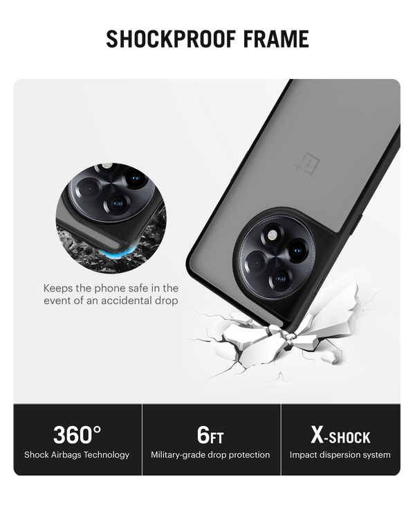 Black Frosted Clear Case Cover For OnePlus 11R