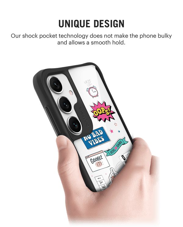 Attitude Black Hybrid Clear Case Cover For Samsung Galaxy S24 Plus