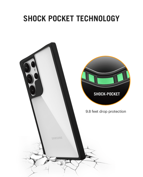 Black Hybrid Clear Case Cover for Samsung Galaxy S24 Ultra