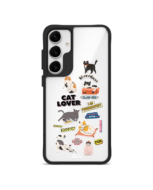 Cat Mom Black Hybrid Clear Case Cover For Samsung Galaxy S24