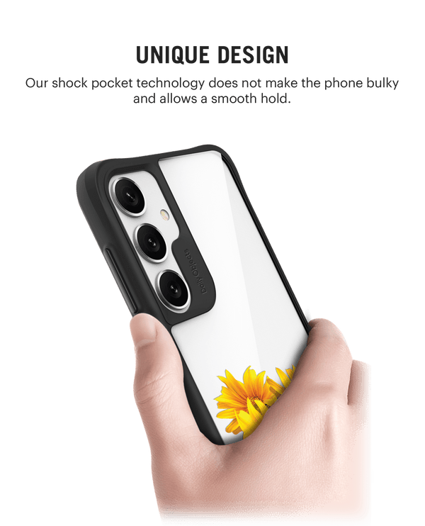 Clear Bright Sunflowers Black Hybrid Clear Case Cover For Samsung Galaxy S24 Plus