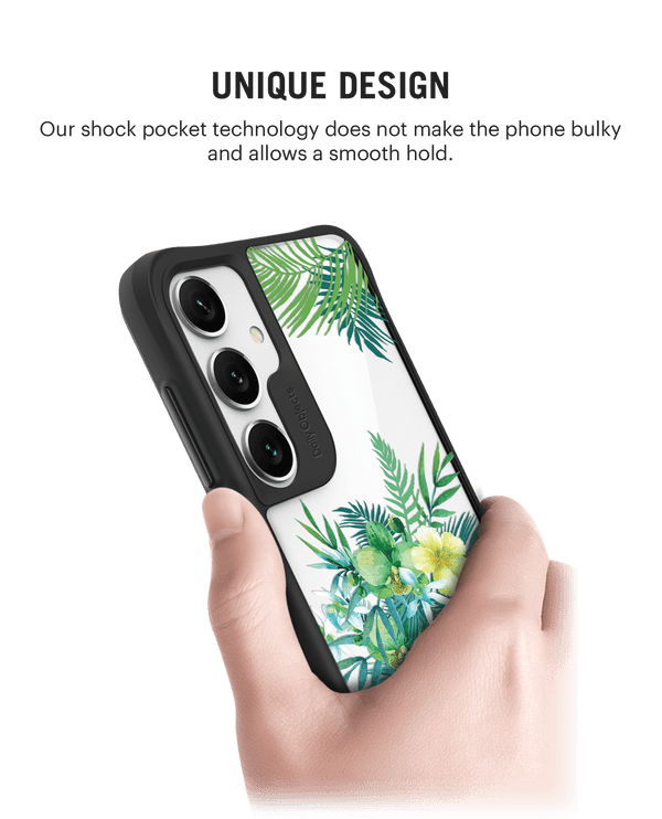 Clear Ferns & Flowers Black Hybrid Clear Case Cover For Samsung Galaxy S24 Plus