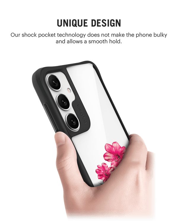 Clear Hibiscus Black Hybrid Clear Case Cover For Samsung Galaxy S24