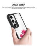 Clear Hibiscus Black Hybrid Clear Case Cover For Samsung Galaxy S24 Plus