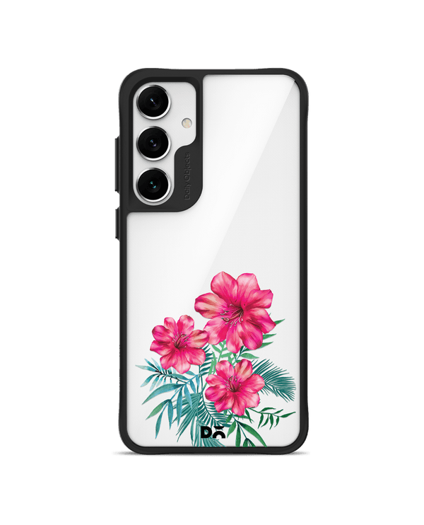 Clear Hibiscus Black Hybrid Clear Case Cover For Samsung Galaxy S24