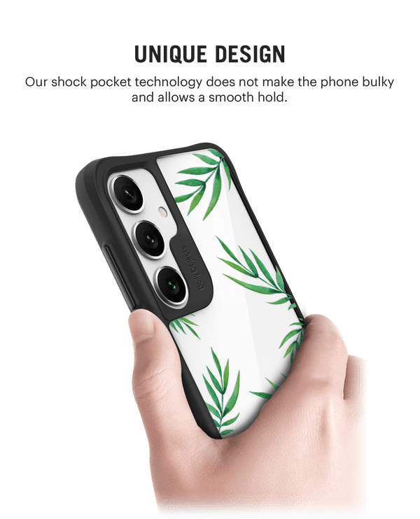 Clear Leaves Black Hybrid Clear Case Cover For Samsung Galaxy S24 Plus