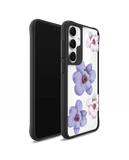 Clear Mauve & White Flowers Black Hybrid Clear Case Cover For Samsung Galaxy S24