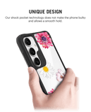 Clear Multicoloured Flowers Black Hybrid Clear Case Cover For Samsung Galaxy S24