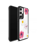 Clear Multicoloured Flowers Black Hybrid Clear Case Cover For Samsung Galaxy S24
