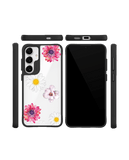 Clear Multicoloured Flowers Black Hybrid Clear Case Cover For Samsung Galaxy S24 Plus
