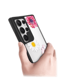 Clear Multicoloured Flowers Black Hybrid Clear Case Cover For Samsung Galaxy S24 Ultra