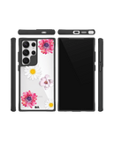 Clear Multicoloured Flowers Black Hybrid Clear Case Cover For Samsung Galaxy S24 Ultra