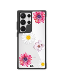 Clear Multicoloured Flowers Black Hybrid Clear Case Cover For Samsung Galaxy S24 Ultra