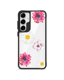Clear Multicoloured Flowers Black Hybrid Clear Case Cover For Samsung Galaxy S24