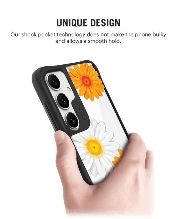 Clear Painted Flowers Black Hybrid Clear Case Cover For Samsung Galaxy S24 Plus