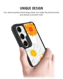 Clear Painted Flowers Black Hybrid Clear Case Cover For Samsung Galaxy S24 Plus
