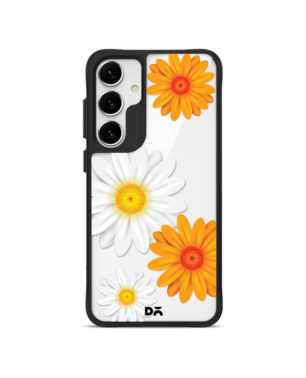 Clear Painted Flowers Black Hybrid Clear Case Cover For Samsung Galaxy S24