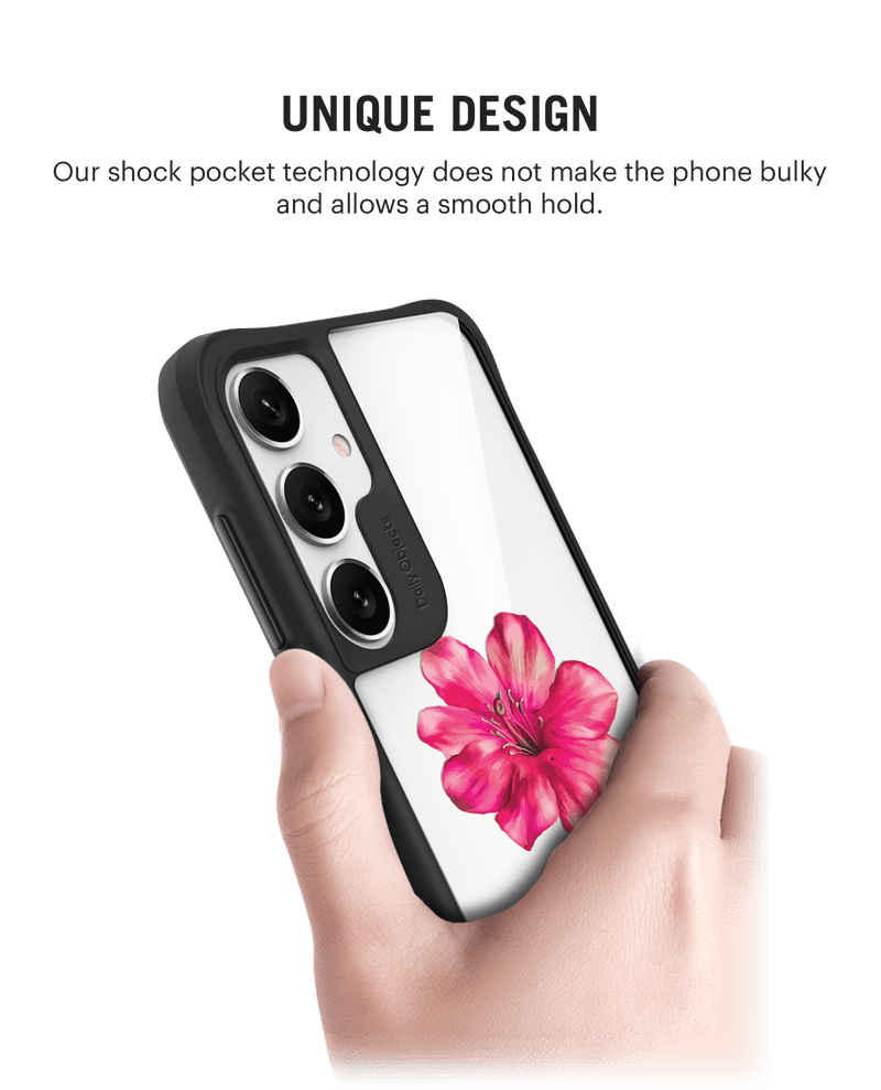 Clear Painted Hibiscus Black Hybrid Clear Case Cover For Samsung Galaxy S24 Plus