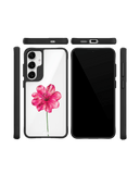 Clear Painted Hibiscus Black Hybrid Clear Case Cover For Samsung Galaxy S24 Plus