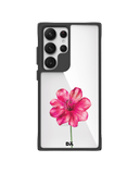 Clear Painted Hibiscus Black Hybrid Clear Case Cover For Samsung Galaxy S24 Ultra