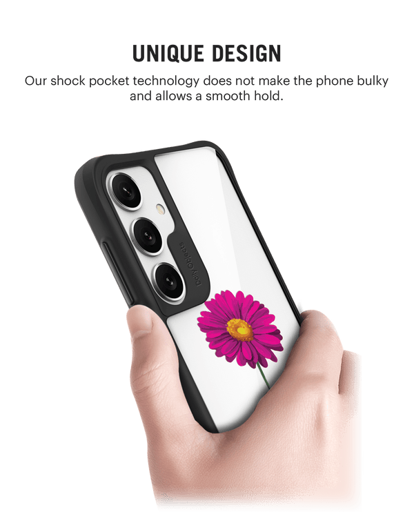 Clear Painted Purple Flower Black Hybrid Clear Case Cover For Samsung Galaxy S24