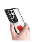Clear Painted Red Flower Black Hybrid Clear Case Cover For Samsung Galaxy S24 Ultra
