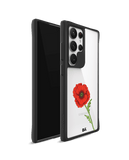 Clear Painted Red Flower Black Hybrid Clear Case Cover For Samsung Galaxy S24 Ultra