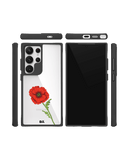 Clear Painted Red Flower Black Hybrid Clear Case Cover For Samsung Galaxy S24 Ultra