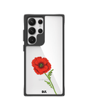 Clear Painted Red Flower Black Hybrid Clear Case Cover For Samsung Galaxy S24 Ultra