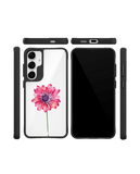 Clear Pink & Purple Painted Flower Black Hybrid Clear Case Cover For Samsung Galaxy S24 Plus
