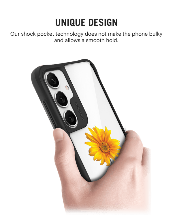 Clear Sunflower Black Hybrid Clear Case Cover For Samsung Galaxy S24 Plus