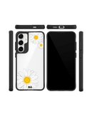 Clear Three White Daisies Black Hybrid Clear Case Cover For Samsung Galaxy S24