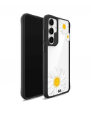 Clear Three White Daisies Black Hybrid Clear Case Cover For Samsung Galaxy S24 Plus