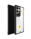 Clear Three White Daisies Black Hybrid Clear Case Cover For Samsung Galaxy S24 Ultra