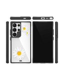 Clear Three White Daisies Black Hybrid Clear Case Cover For Samsung Galaxy S24 Ultra