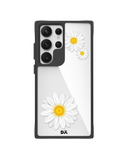 Clear Three White Daisies Black Hybrid Clear Case Cover For Samsung Galaxy S24 Ultra