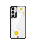 Clear Three White Daisies Black Hybrid Clear Case Cover For Samsung Galaxy S24