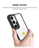 Clear White Daisy Black Hybrid Clear Case Cover For Samsung Galaxy S24 Plus