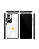 Clear White Daisy Black Hybrid Clear Case Cover For Samsung Galaxy S24 Plus