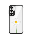 Clear White Daisy Black Hybrid Clear Case Cover For Samsung Galaxy S24 Plus