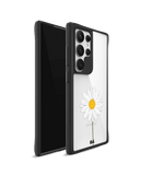 Clear White Daisy Black Hybrid Clear Case Cover For Samsung Galaxy S24 Ultra