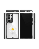 Clear White Daisy Black Hybrid Clear Case Cover For Samsung Galaxy S24 Ultra