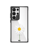 Clear White Daisy Black Hybrid Clear Case Cover For Samsung Galaxy S24 Ultra