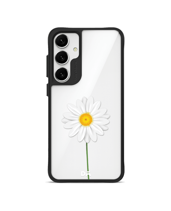 Clear White Daisy Black Hybrid Clear Case Cover For Samsung Galaxy S24