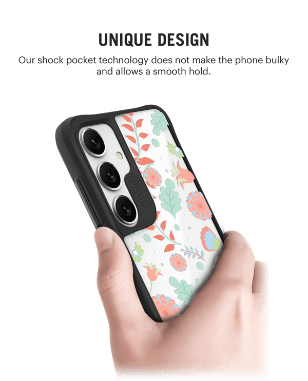 Ferns And Petals Black Hybrid Clear Case Cover For Samsung Galaxy S24